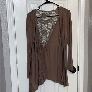 EUC Maurice’s Sweater Duster with crochet detail